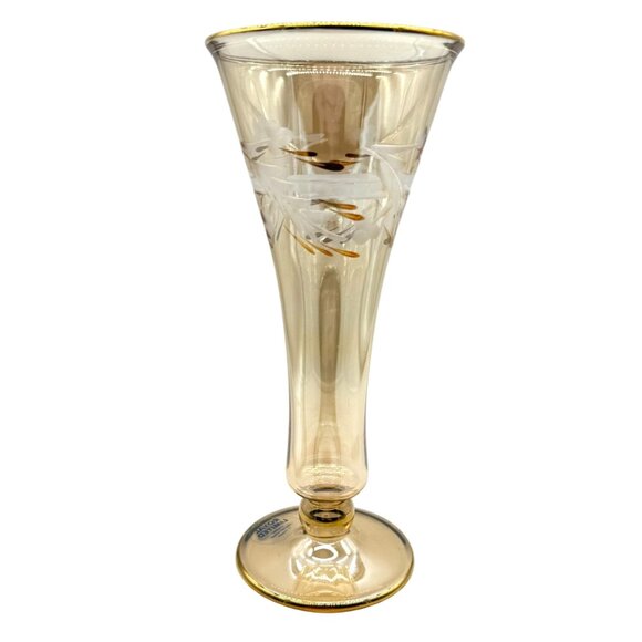Royal Limited Etched Gold Crystal Bud Vase Handcrafted in Egypt 6.5"H - Picture 1 of 6